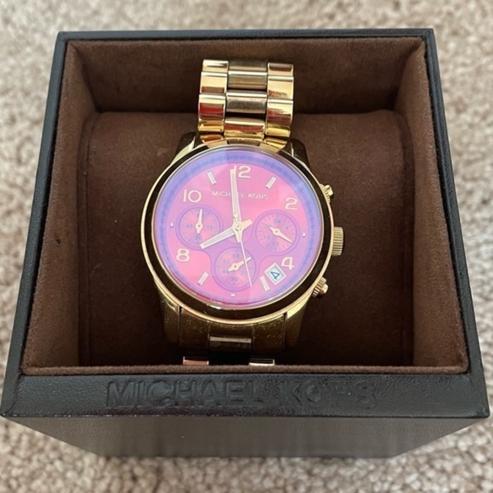 Iridescent Coral and Gold Michael Kors Watch